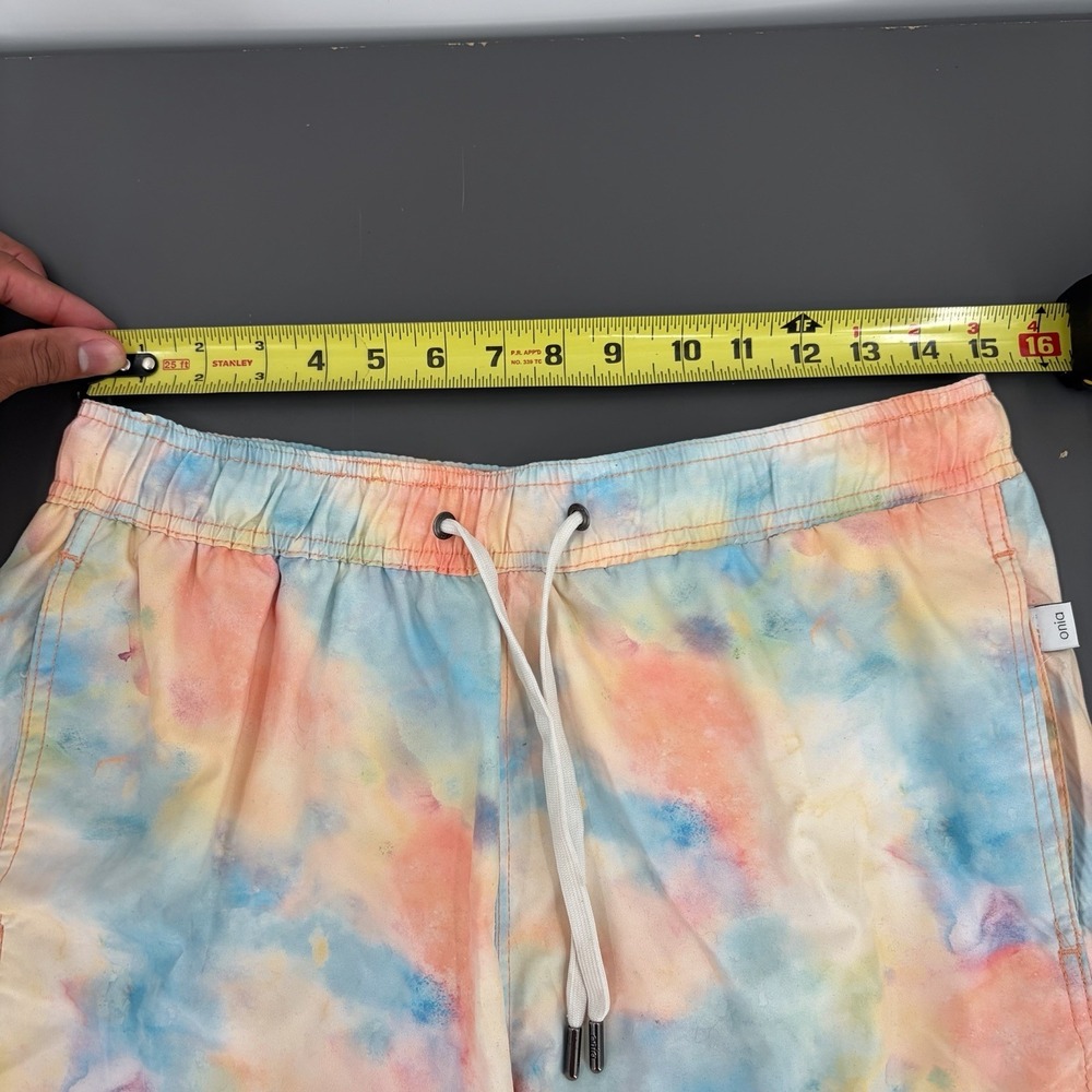 Onia The Charles Swim Trunks Men's M Pastel Tie Dye Liner Zip Pocket 5" Inseam‎ - Picture 10 of 11
